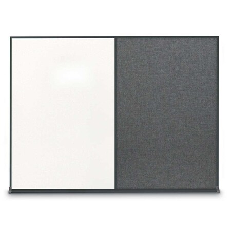 United Visual Products Double Door Radius Plus Corkboard, 48"X UV8003PLUS-BLACK-CLOUD